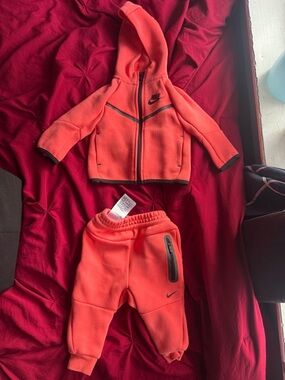 Nike tech baby Neon Coral Hoodie & Jogger Set